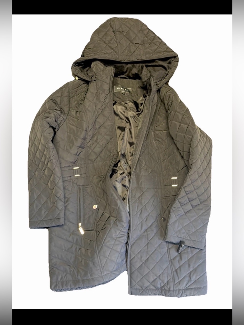 Giacca Women’s Quilted Hoodie Full Zip Jacket Black Size XL